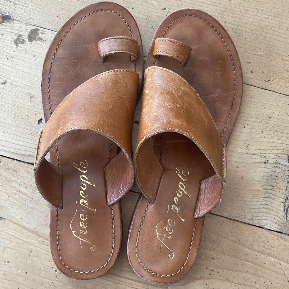 Free People leather sandal cognac brown 37 6.5 7